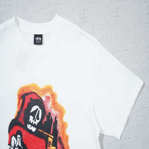STUSSY Skull Dog T-Shirt - White Short Sleeve - Picture 11 of 16